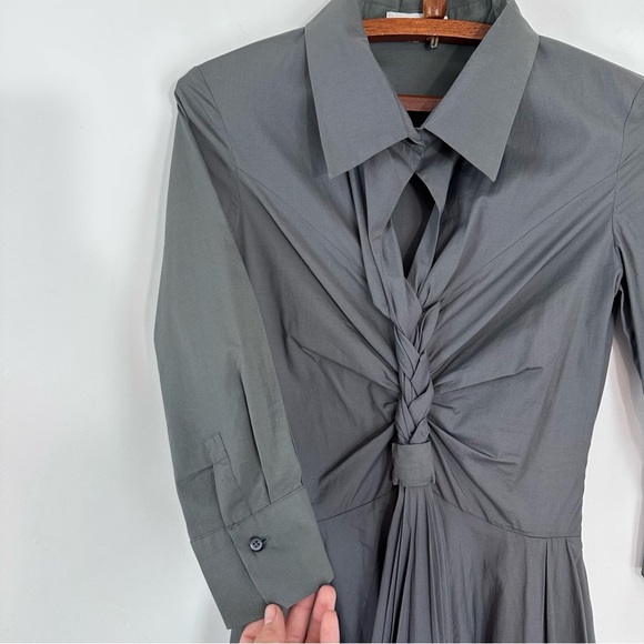 Celine Grey Cotton Blend Braided Detail Short Dress Size 34 EU 2 US - Picture 9 of 11